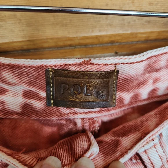 POL 💜 NWT Acid Wash Red White Straight Crop Distressed Jeans Grunge Boho S X24" - Picture 4 of 13
